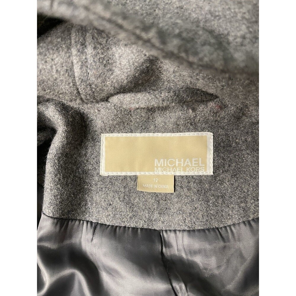 Michael Kors Woman’s Coat Mid Length Wool Hooded Belt Gray Size 12 - Picture 4 of 8